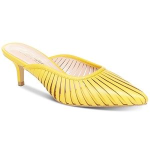 Nanette Lepore Hazel yellow mules heels 9.5 slip on sandals